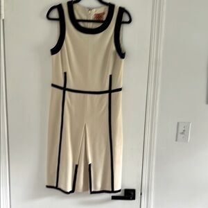 Elegant Cream and Black Sleeveless Dress